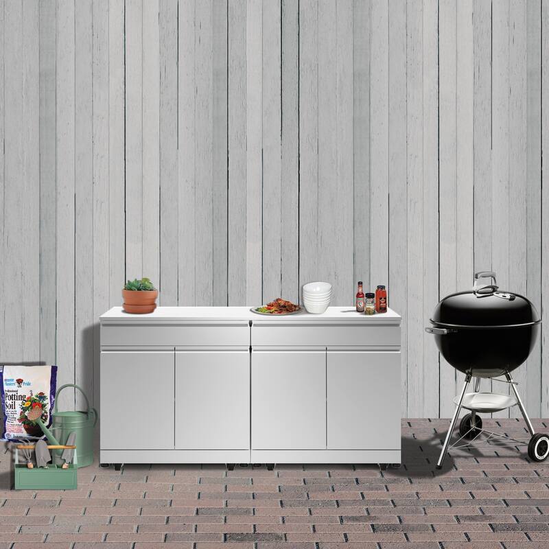 Transolid OBC6424 Outdoor Kitchen 64-in x 24-in x 37-in Double Base Cabinet, Stainless Steel - 64-in x 24-in x 37-in