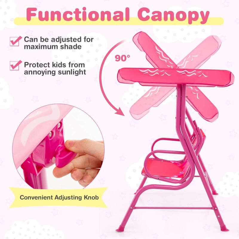 Costway 2-Seater Toddler Porch Swing Chair with Metal Stand Adjustable - See Details