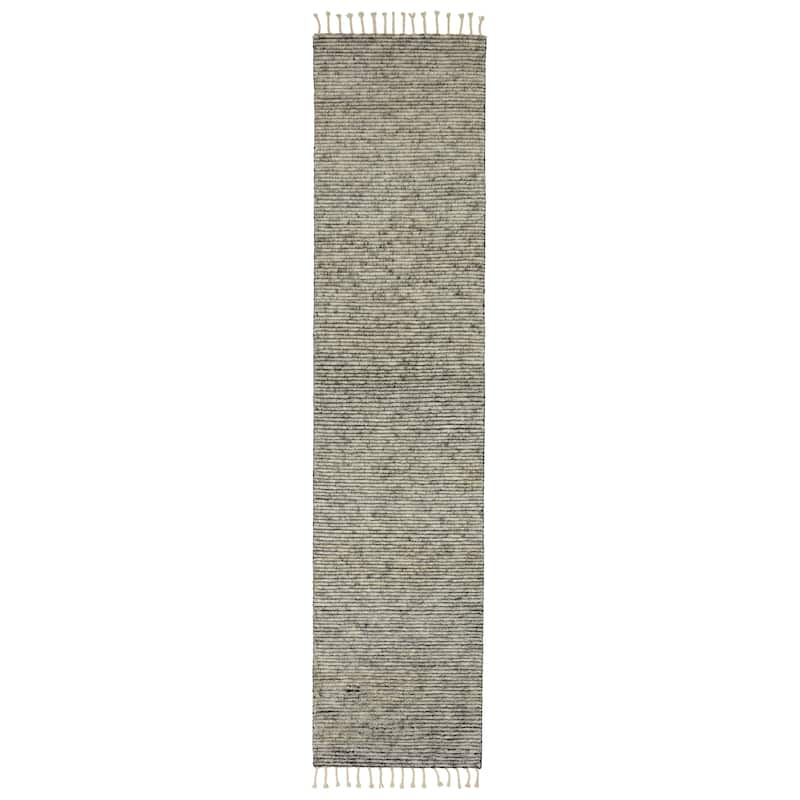 Shea Hand-Knotted Stripe White/ Gray Area Rug