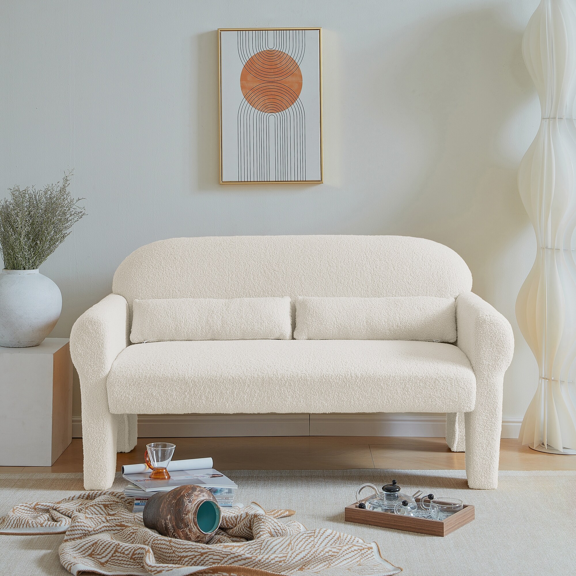 White fabric deals loveseat