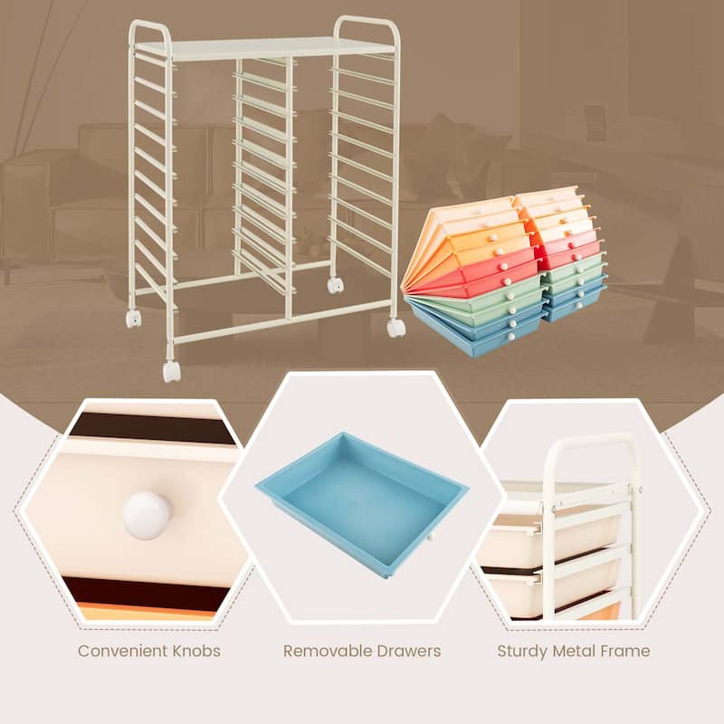 Costway 20 Drawers Rolling Cart Storage Scrapbook Paper Studio - See Details