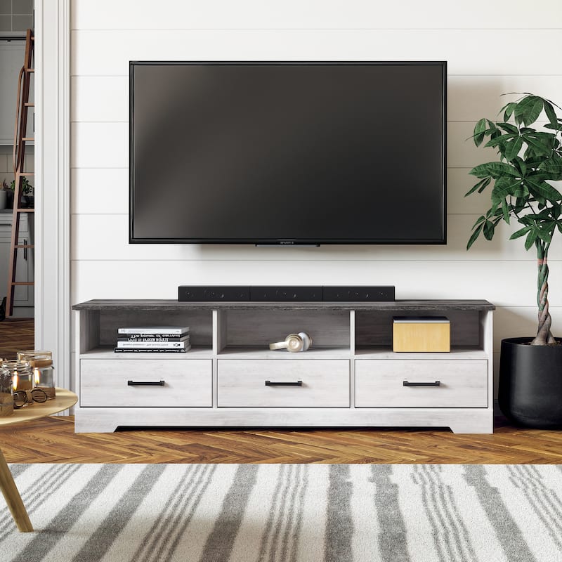 Prepac Rustic Ridge 66" W TV Stand for Living Room, Entertainment Room - 66" W x 20" H x 16" D