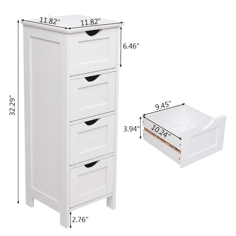 32"FCH 4 Drawers bathroom ark Storage Cabinet white