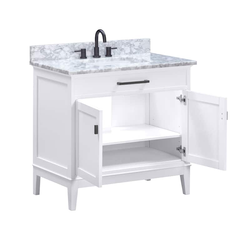 Madison 36 in. Single Sink Bathroom Vanity in White with Top - 37"W x 22"D