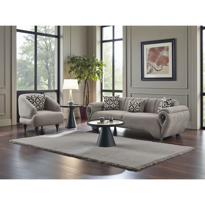 Ulventa 3 Pieces Living Room Sets 1 Sofa 2 Chair - Grey