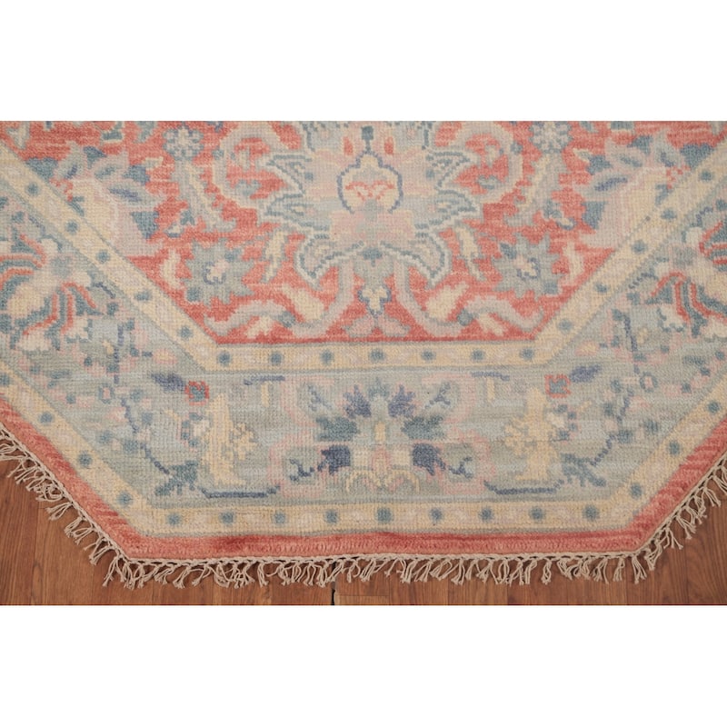 Heriz Serapi Indian Octagon Area Rug Handmade Wool Carpet - 5'10"x 5'10"