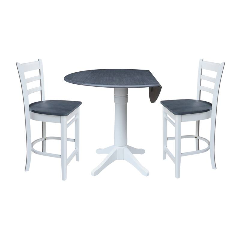 42" Round Top Dual Drop Leaf Pedestal Table with Stools