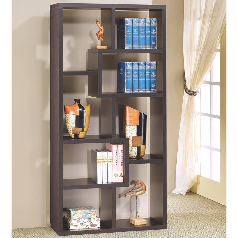 Modern Multi Shaped Mosaic Design Cappuccino Bookcase Display