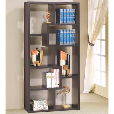 Modern Multi Shaped Mosaic Design Cappuccino Bookcase Display