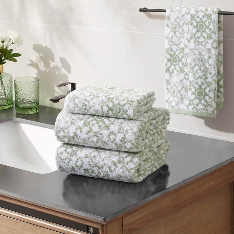 Jessica Simpson Aziza Collection Patterned Bath Towels, Set of 4