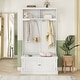 preview thumbnail 1 of 8, 4-in-1 Hall Tree with Storage Shoe Bench,Coat Racks with 4 Hooks White