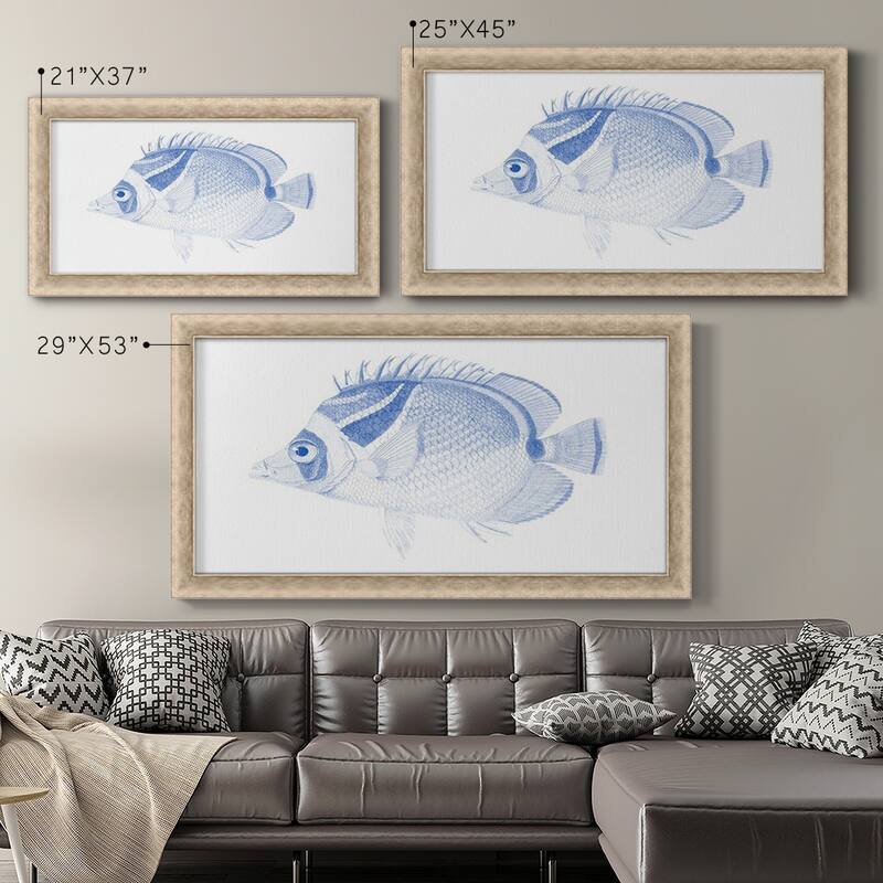 Blue & White Tropical Fish IV Premium Framed Canvas- Ready to Hang