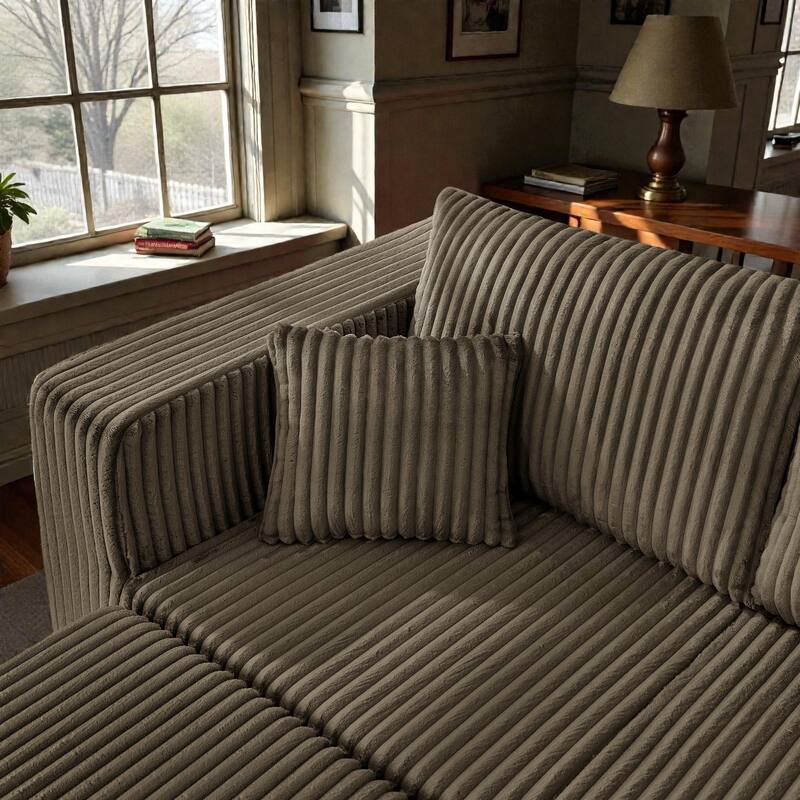 Compact Modular Sectional Sofa, Compressed Corduroy Cloud Couch, No Assembly Space Saving Sofa for Apartment
