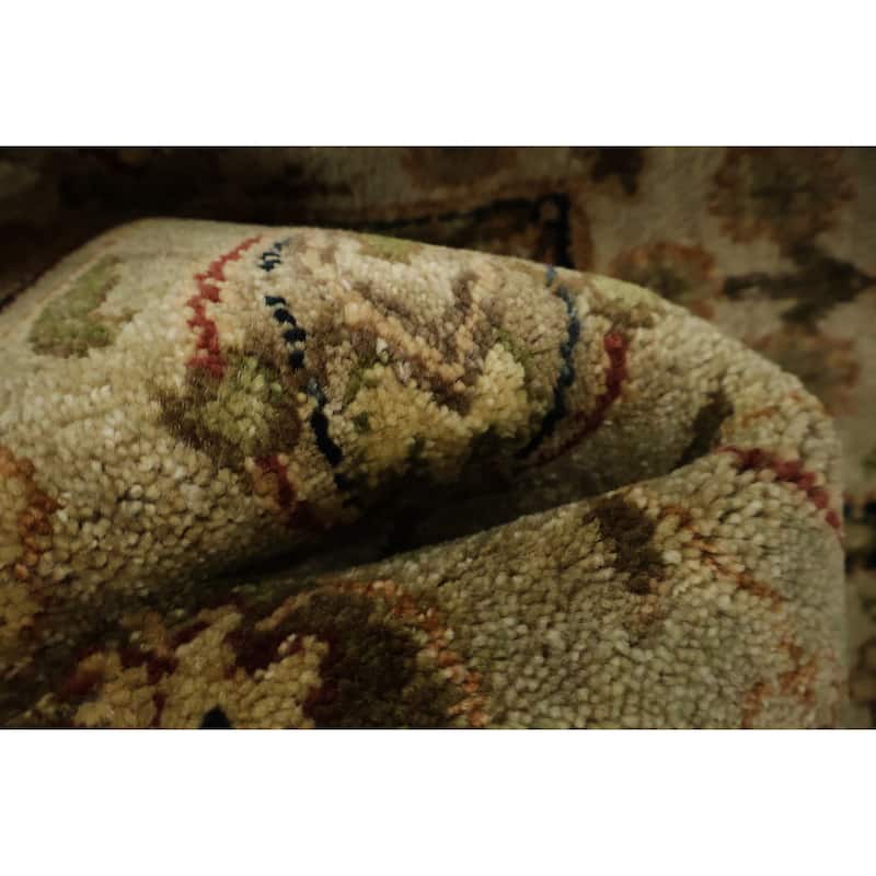 Hand Knotted Oriental 100% Wool Carpet Traditional All-Over Green Ziegler Runner Rug - 15' 8'' X 2' 6''