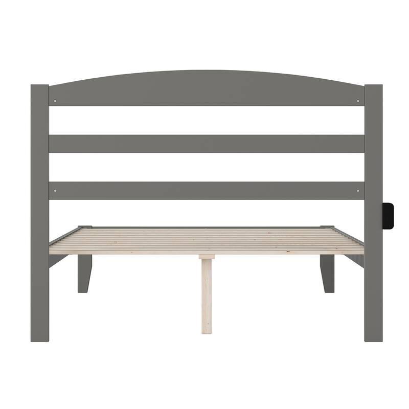 Modern Full Bed Grey - Solid Wood Frame, Headboard & Slats Included - Bedroom Furniture