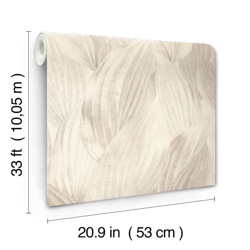 A-Street Prints Melora Light Grey Leaf Wallpaper