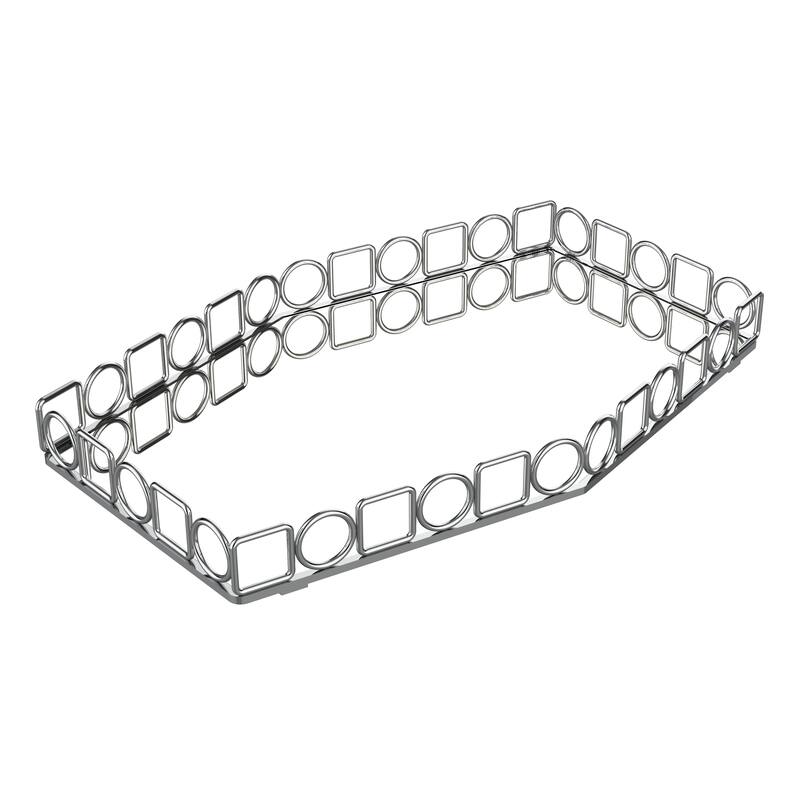 Home Details Circles & Squares Large Mirror Vanity Tray - Chrome - 16.5" x 11" x 1.7"