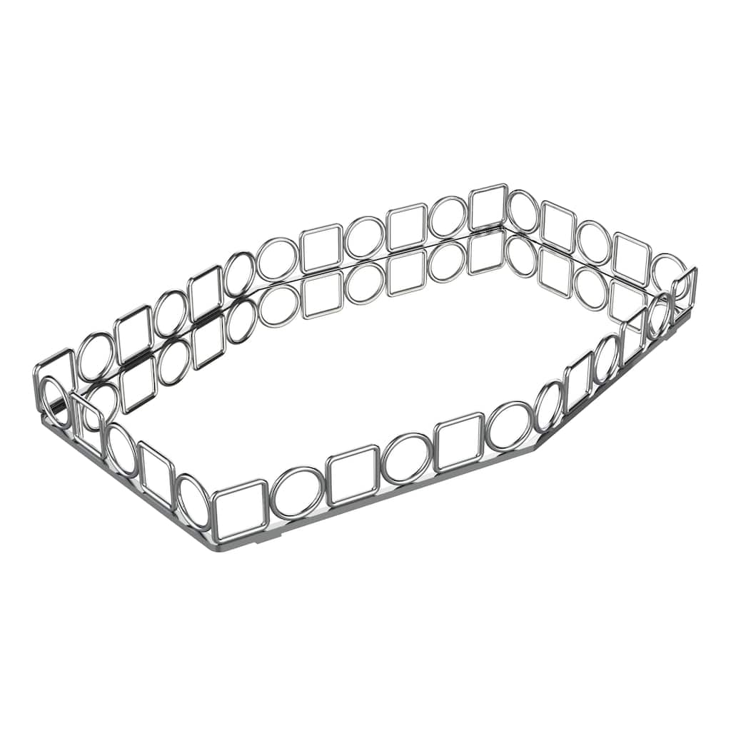 Home Details Circles & Squares Large Mirror Vanity Tray - Chrome - 16.5" x 11" x 1.7"