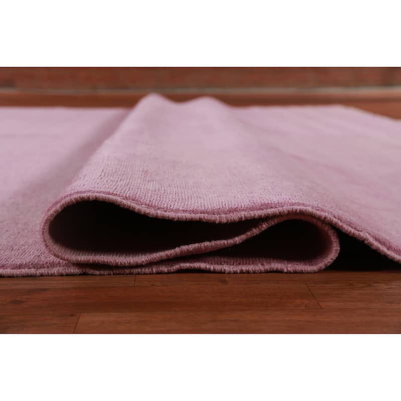 Hand Knotted Oriental 100% Wool Carpet Modern Solid Purples Gabbeh Area Rug - 13' 11'' X 10' 3''