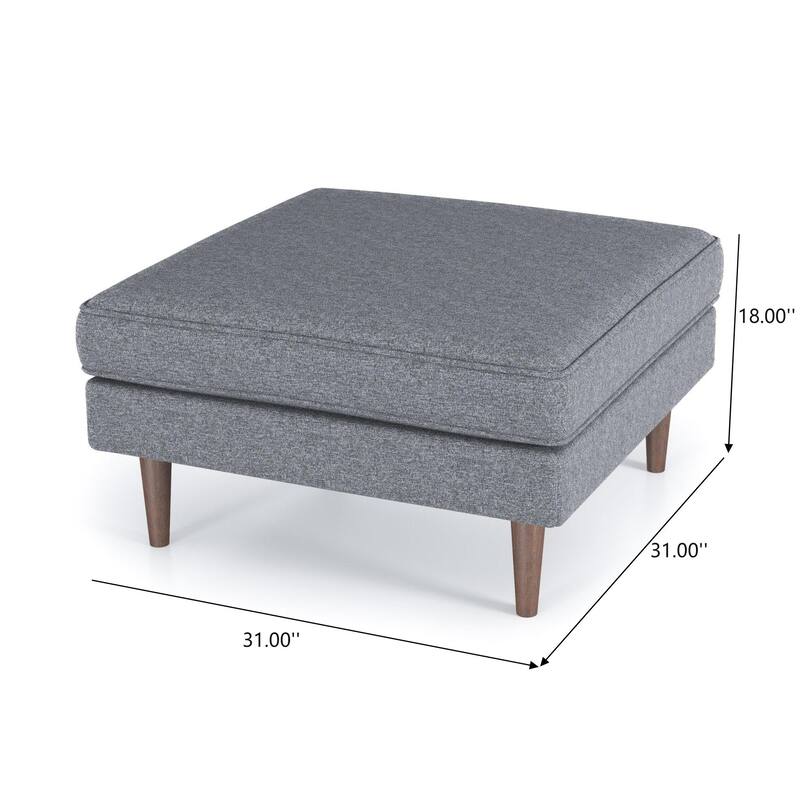 Amber Square Upholstered Ottoman Seaside Grey Fabric with Solid Wood Legs - Dark Gray,Gray