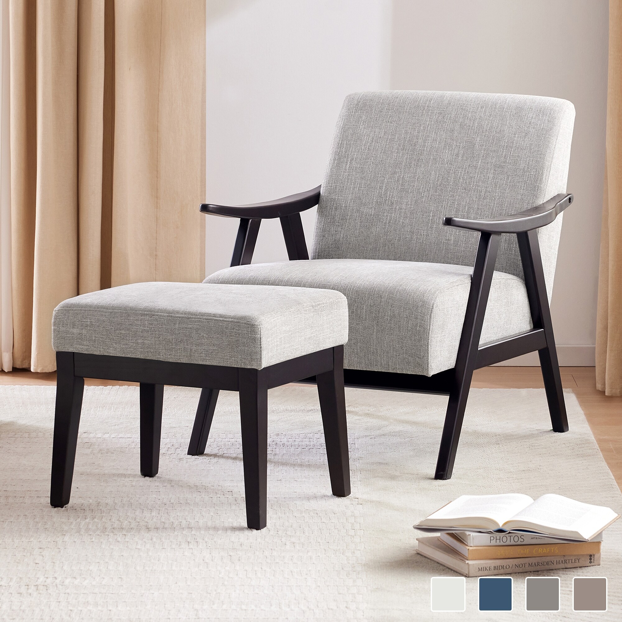 Grey armchair and stool online