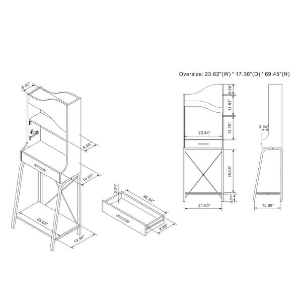 DH BASIC Urban Light Hickory 2-Open Shelf Mini Bar by Denhour