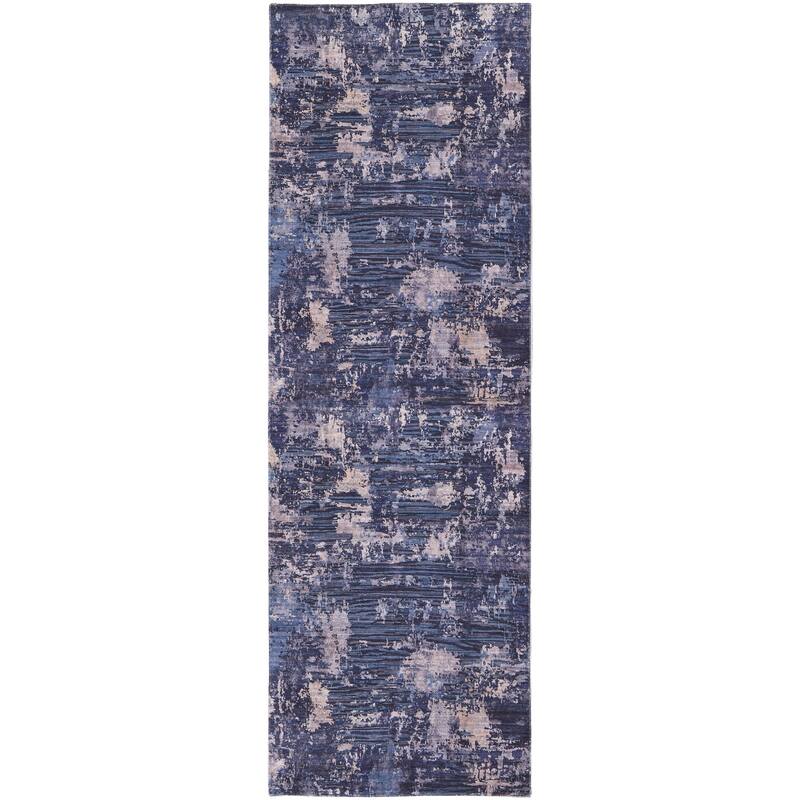 Janwood Power Loomed Contemporary Area Rug - 2'-7" x 8' - Blue/Navy Blue/Gray