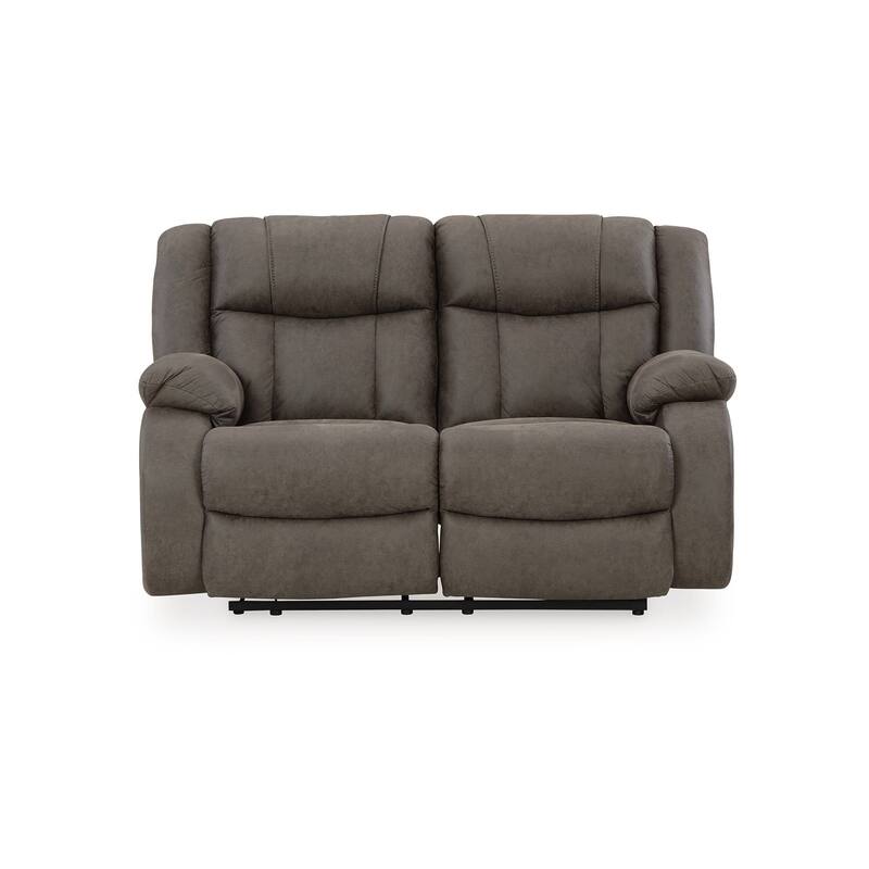 Perth Manual Reclining Loveseat, Foam, Slate Gray Faux Leather 61 Inch