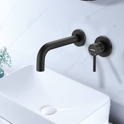 YASINU Matte Black Single Handle Wall Mount Bathroom Faucet
