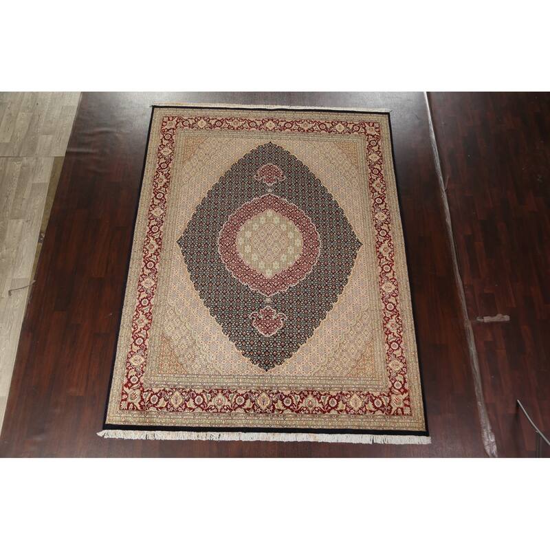 Wool/ Silk Tabriz Mahi Persian Vegetable Dye Area Rug Hand-knotted - 8'1" x 10'5"