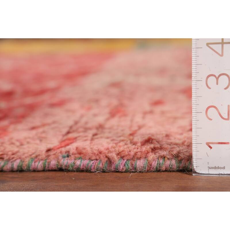 Plush Moroccan Oriental Area Rug Hand-Knotted Geometric Wool Carpet - 9'1" x 12'9"