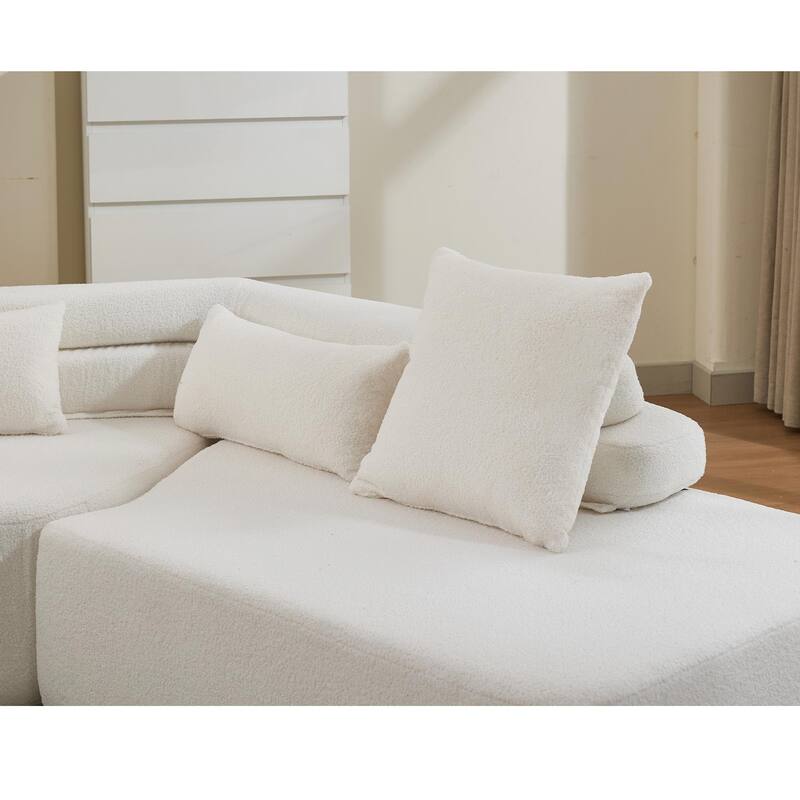 128" Polyester Modular Sectional Sofa, Boucle Fabric
