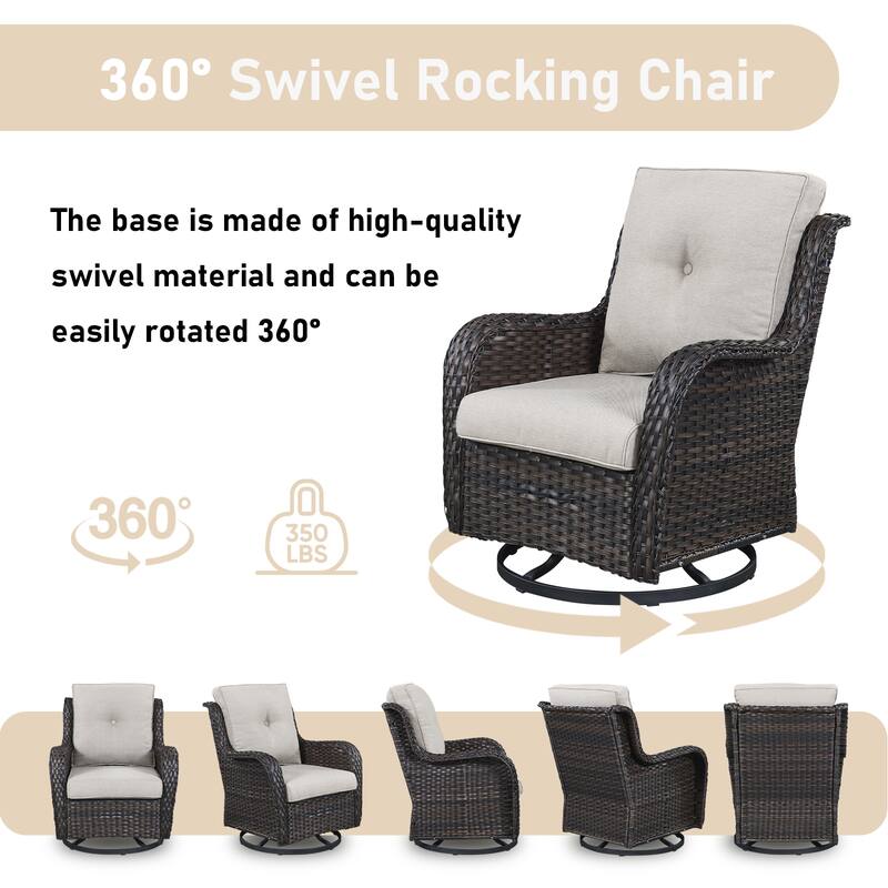 Patio Loveseat Wicker Sofa with Swivel Chair with Table