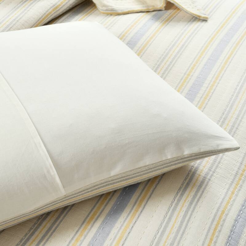 Lush Decor Solange Stripe Kantha Pick Stitch Yarn Dyed Cotton Woven 3 Piece Quilt/Coverlet Set