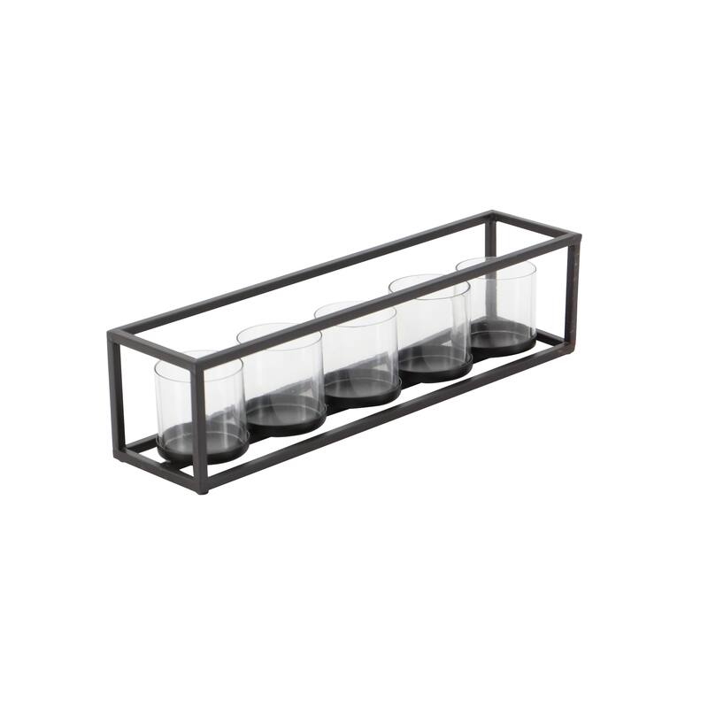 Black Metal 5 Glass Sleeve Candelabra