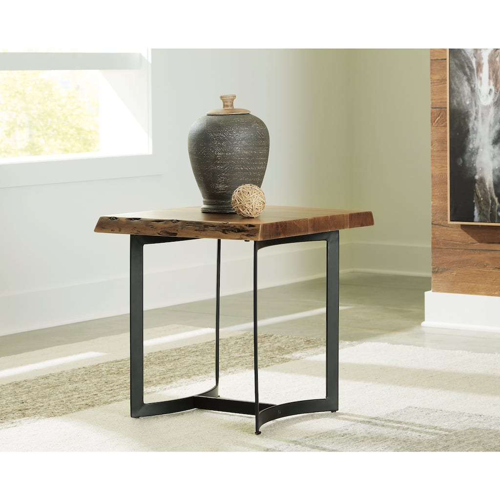 Signature Design by Ashley Fortmaine Brown/Black End Table - 24.25"W x 23.75"D x 24.25"H