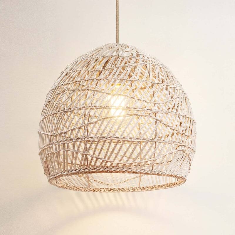 Santana Brown Rattan Pendant Light – Large Handwoven Ceiling Light Fixture for Living Room, Kitchen in Boho & Coastal Style