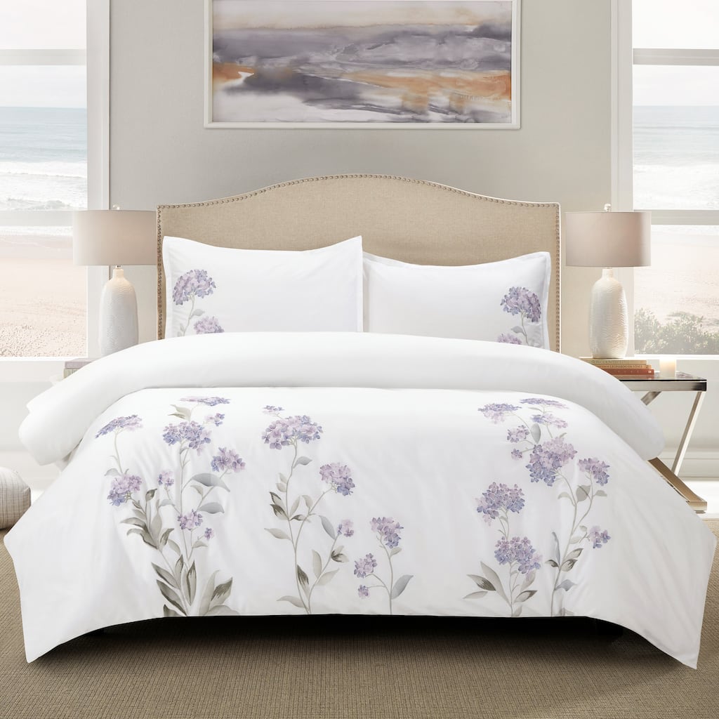 Broderie ensemble housse de couette Collection Hydrangea Embroidery Duvet Set Violet