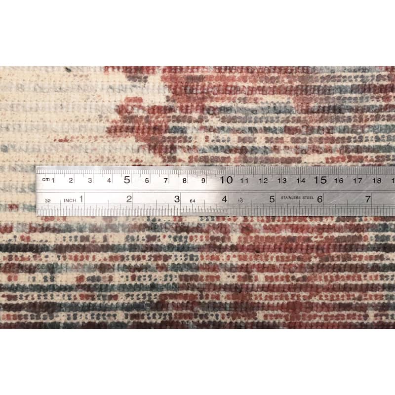 Hand Knotted Oriental Viscose Silk Carpet Modern Abstract Oranges & Rust Abstract Area Rug - 8' 0'' X 5' 1''