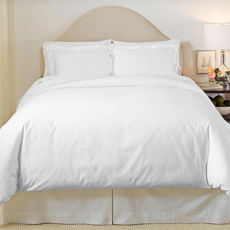 Pointehaven 500 Thread Count Cotton 3-piece Duvet Cover Set - White - Queen