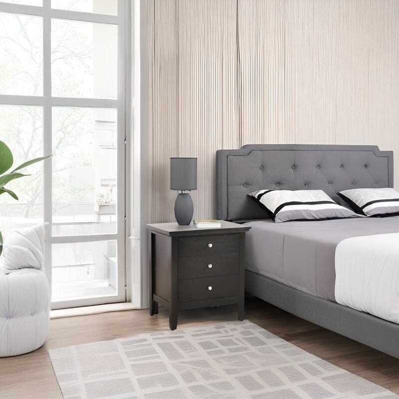 Modern Black Nightstand with Three Spacious Drawers - Black