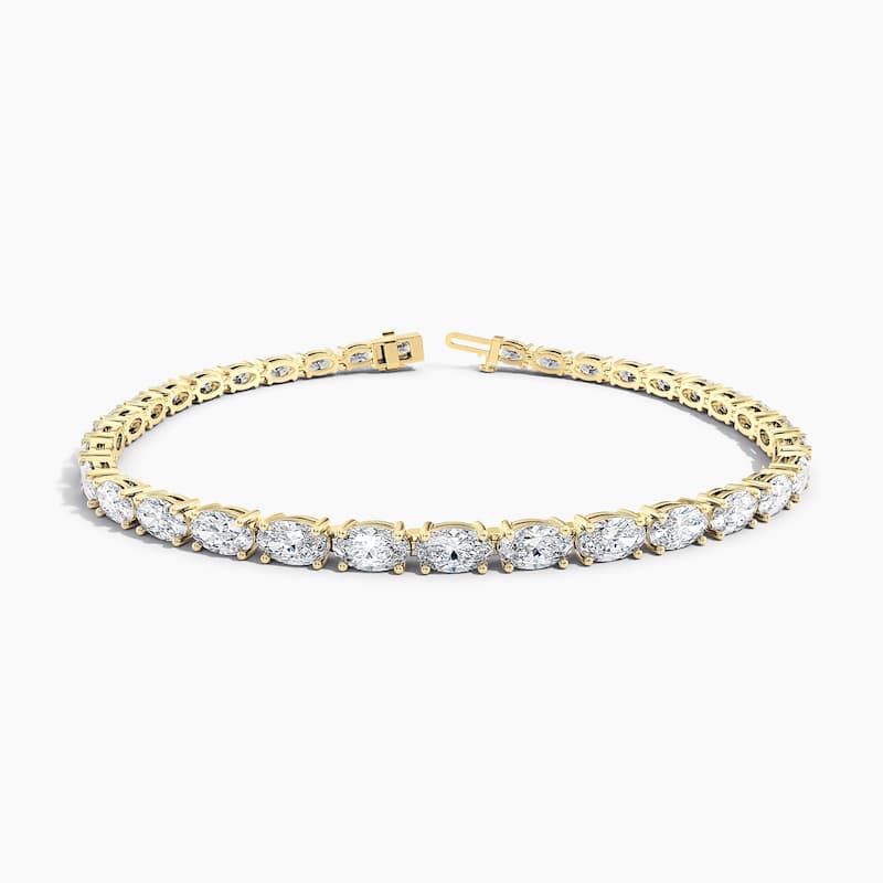 Auriya 14K Gold Lab Grown Oval Diamond East-West Tennis Bracelet 6.75 ct. tw. (F-G VS)