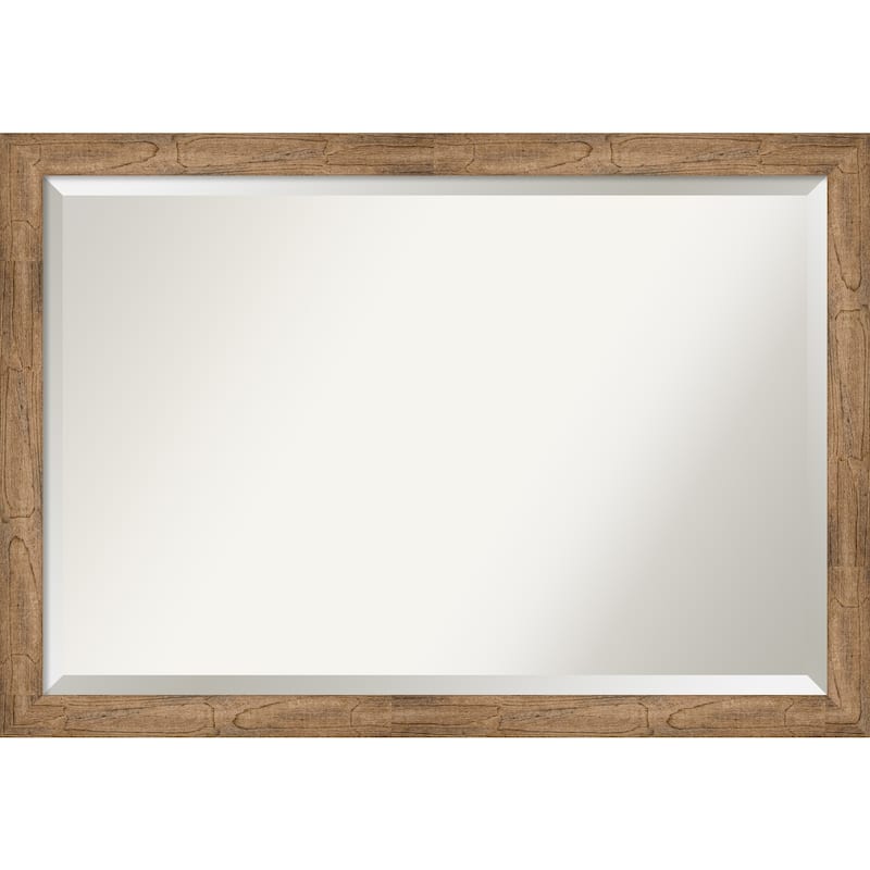 Beveled Wood Wall Mirror - Owl Brown Narrow Frame