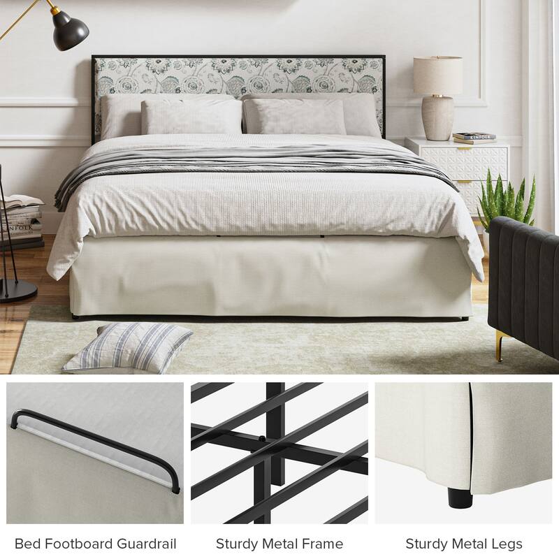 Oliver Modern Washable Slipcover Bed Upholstered Metal by HULALA HOME