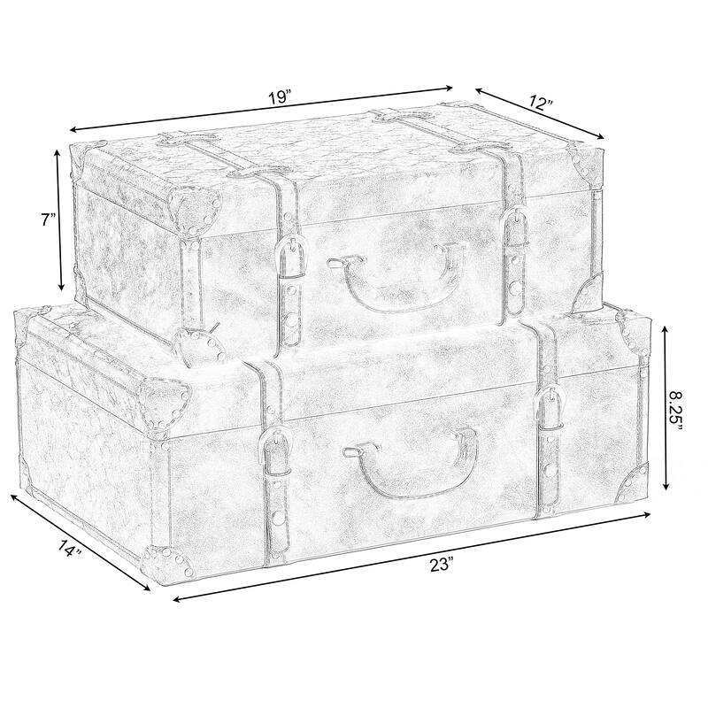 Suitcase Storage Trunk with Faux Leather Set of 2 Bed Bath & Beyond