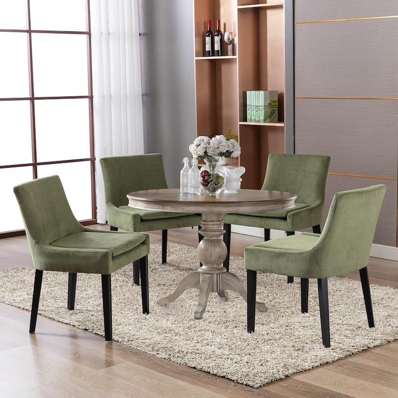 Mid-Century Modern Corduroy Upholstered Dining Chairs with Solid Wood Legs,Set of 2/4/6