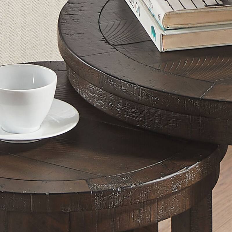 24 inch 2PCS Curved Traditional Round Circle Wooden Coffee Table Set