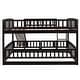 preview thumbnail 14 of 19, Full over Full Low Wood Bunk Bed with Guardrail, Ladder & Slide