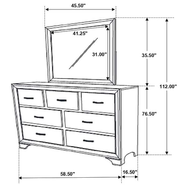 Rectangle A Resser Beaumont 7-drawer Rectangular Dresser with Mirror Champagne - Bed Bath ...