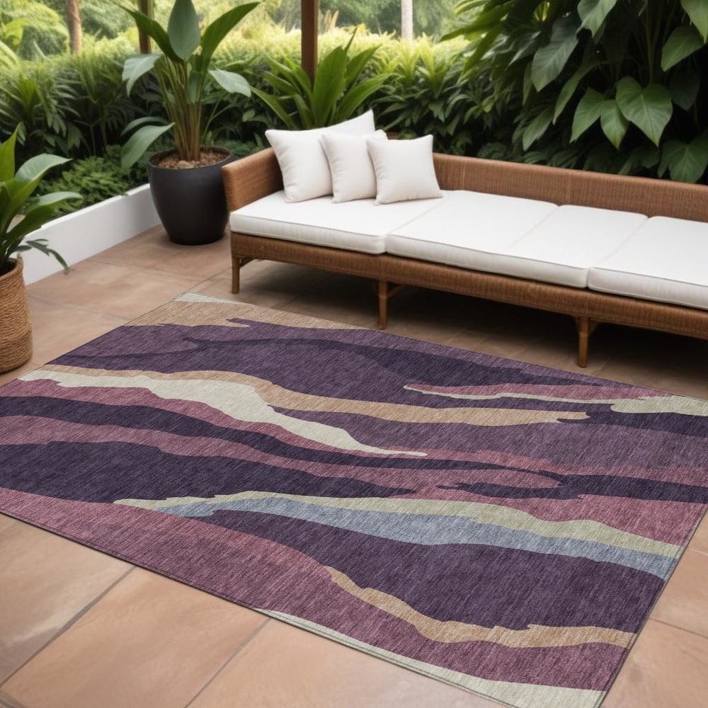 HomeRoots Abstract Transitional Rectangle Outdoor Rug